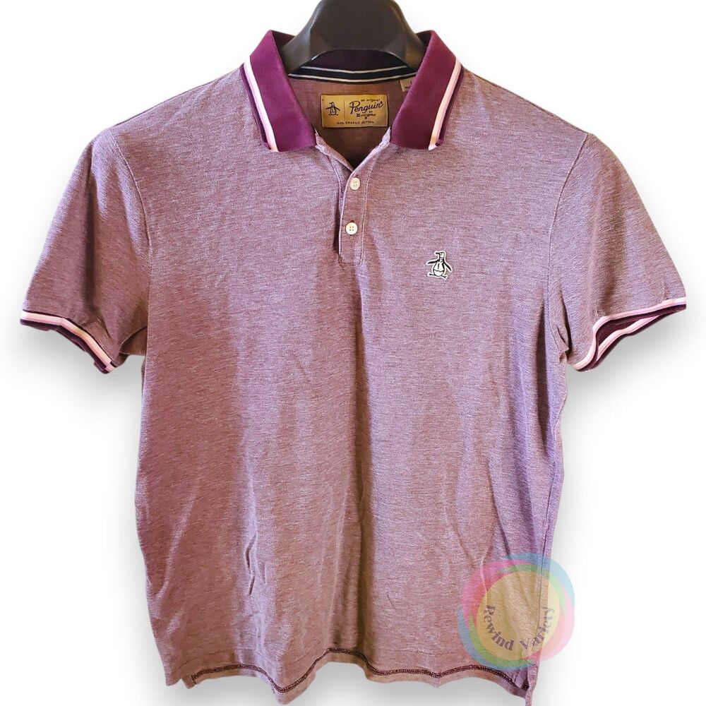 Original Penguin Men's Large Purple Organic Cotton Polo Shirt